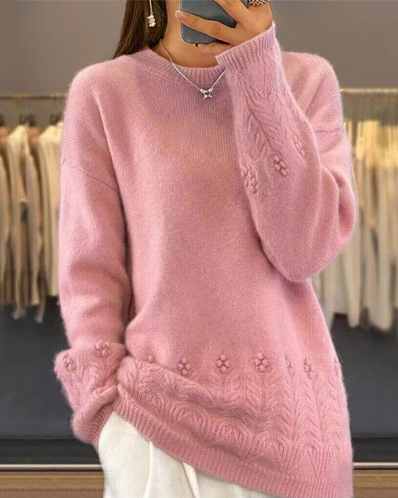 Women's Solid-Colored Fitted Pullover in Retro Style