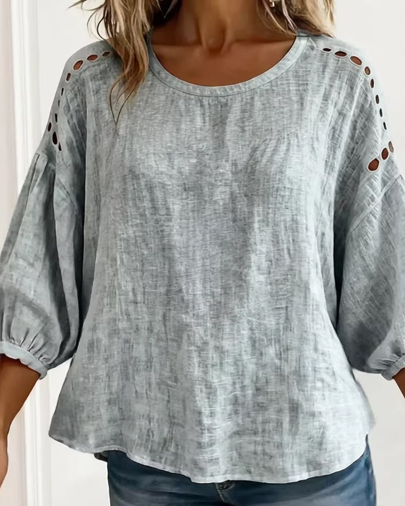 Hollow 100% Cotton Blouse
