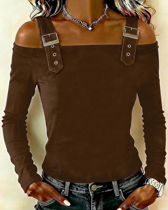 Long Sleeve Off-Shoulder Camisole Top