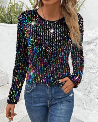 Contrasting color crew neck top