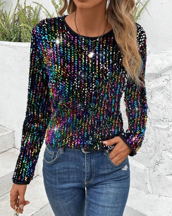 Contrasting color crew neck top