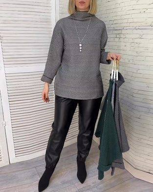 Printed turtleneck casual top