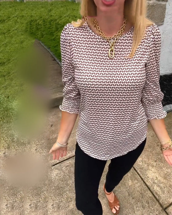 Elegant Half Sleeve Printed Top