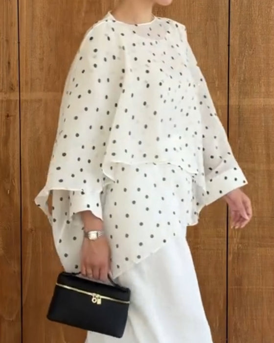 Polka Dot Irregular Blouse