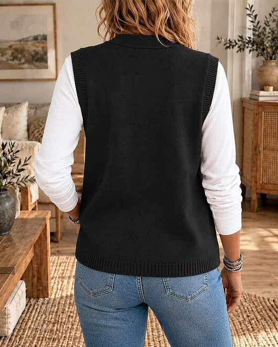 Sleeveless V-Neck Sweater Vest