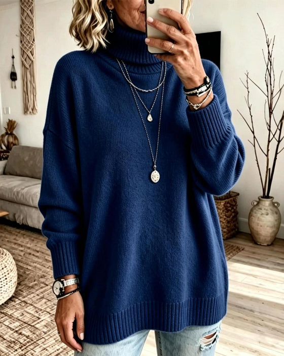 High-Neck Loose Pullover