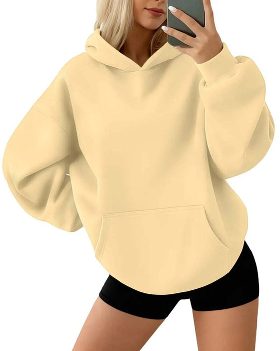 Solid Color Long Sleeve Casual Hoodie