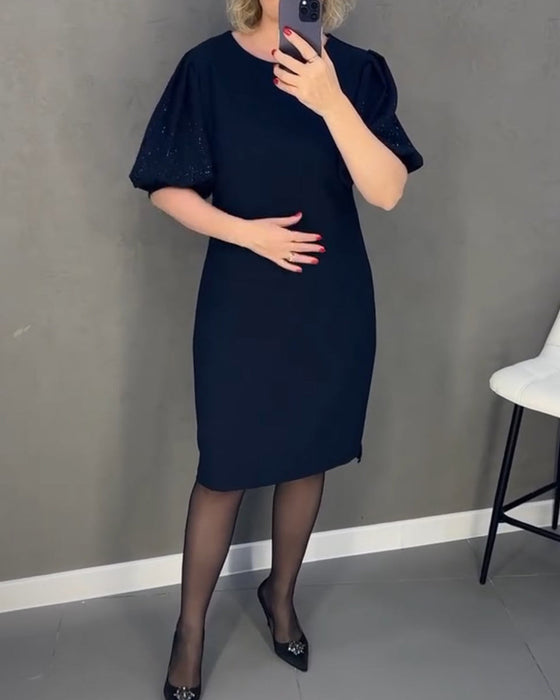 Puff short sleeve elegant dress