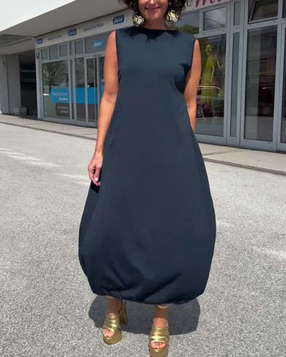 Mock Neck Sleeveless Loose Dress