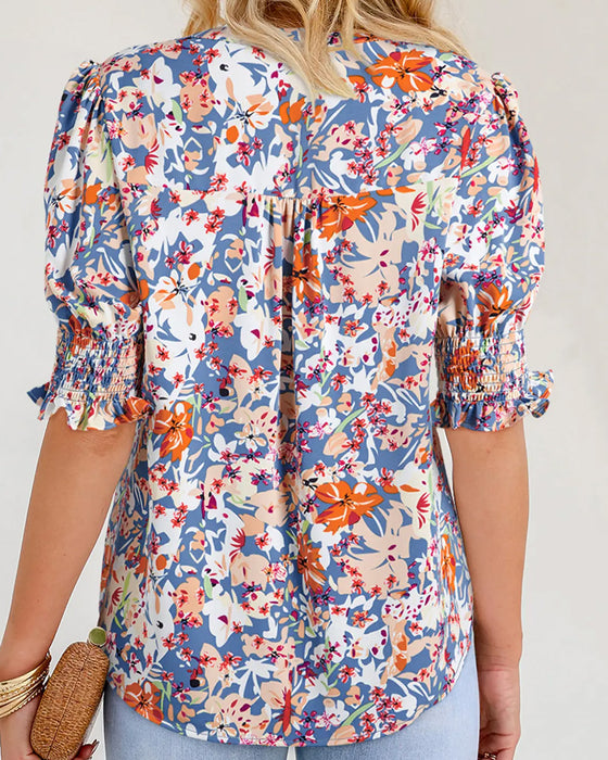 Elegant Small Floral Print Blouse