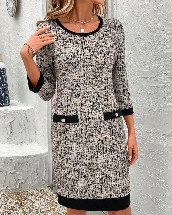 Casual Round Neck Slim Knee-Length Dress