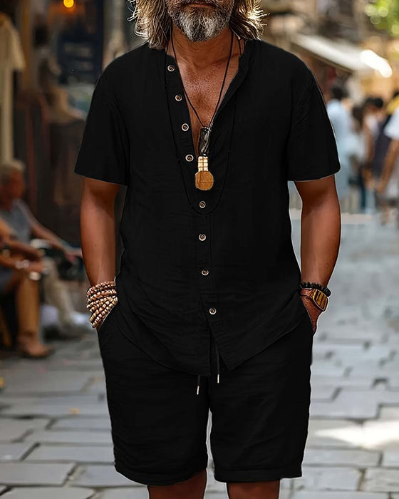 Men's Short Sleeve Shirt And Short Set