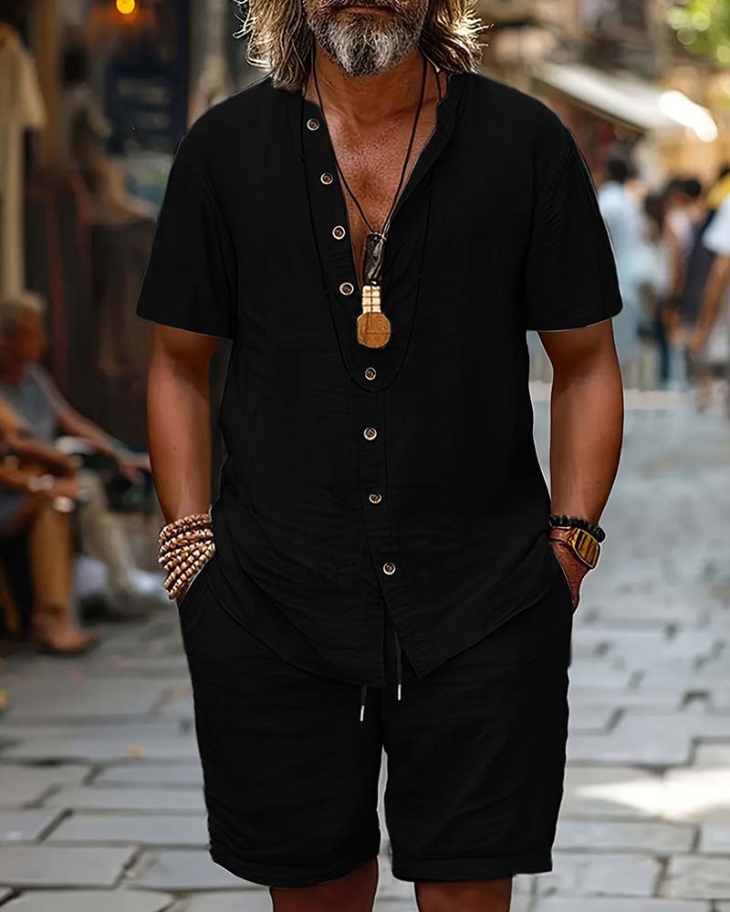 Men's Short Sleeve Shirt And Short Set