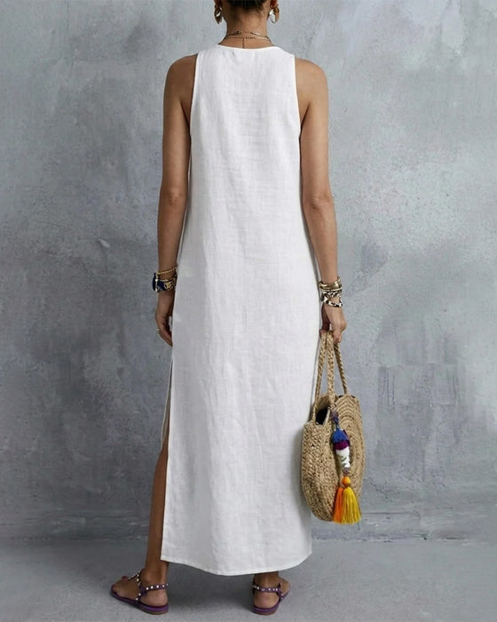 Sleeveless V-Neck Bohemian Long Dress