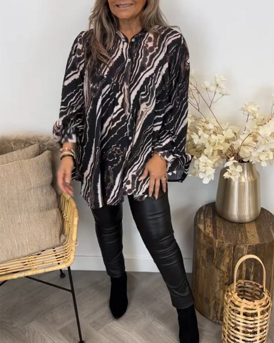 Retro style long-sleeved blouse