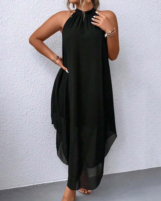 Sleeveless Halter Sophisticated Dress
