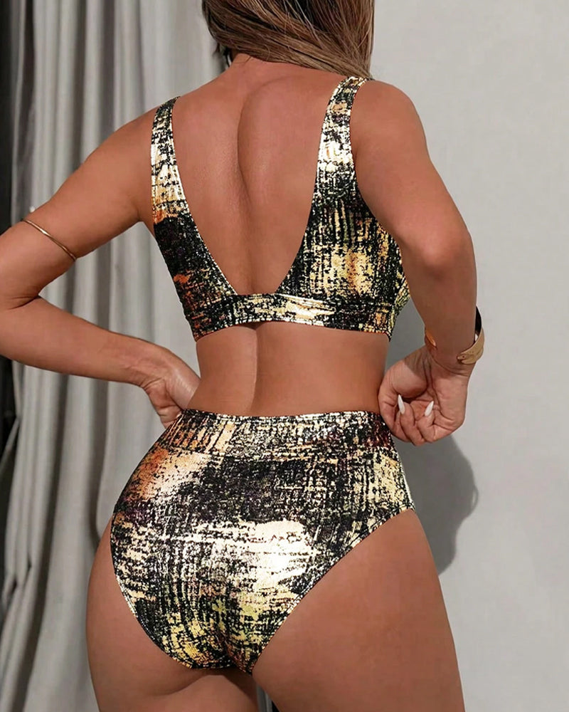 Gold Shiny High Waist Bikini