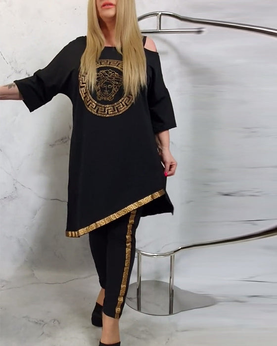 Casual printed irregular two-piece suit