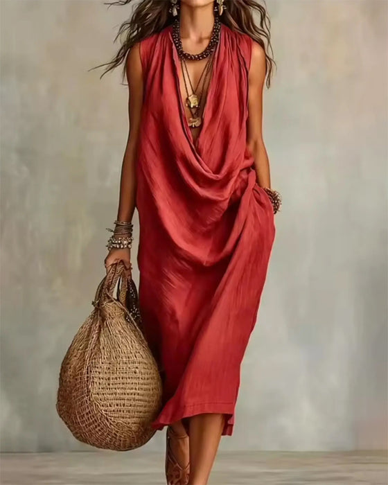 Sleeveless V-Neck Fashion Dress
