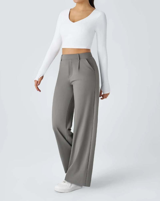 Solid Color Drape Suit Straight Pants