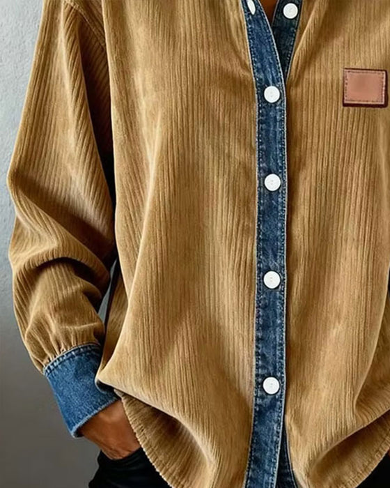 Denim Patchwork Corduroy Shirt