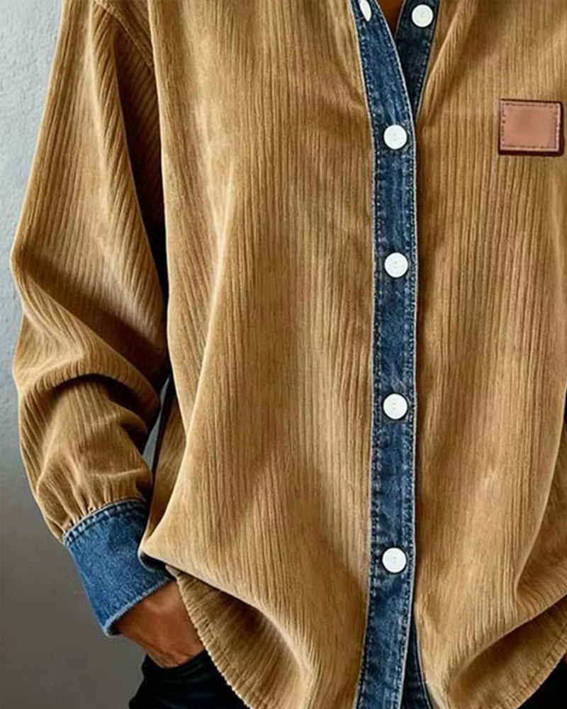Denim Patchwork Corduroy Shirt