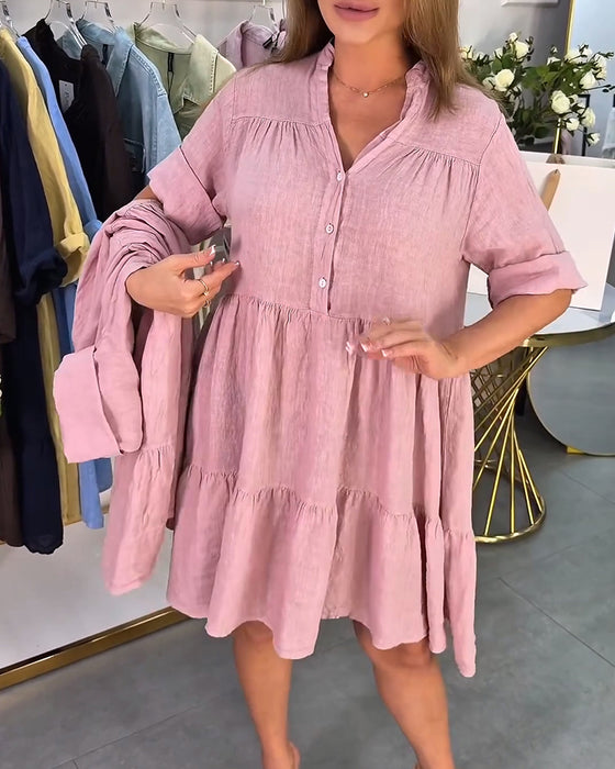 Mandarin Collar Elegant Dress