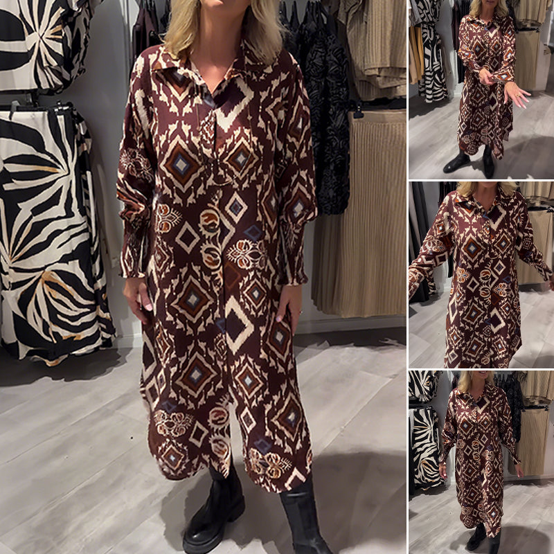 Diamond Print Shirt Dress