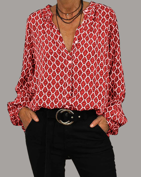 Casual Blouse with V-Neck