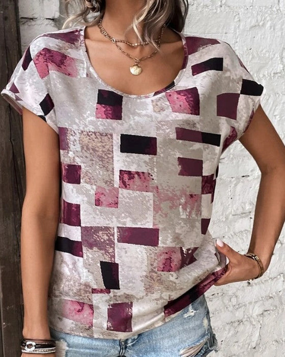 Geometric Print Crew Neck T-shirt