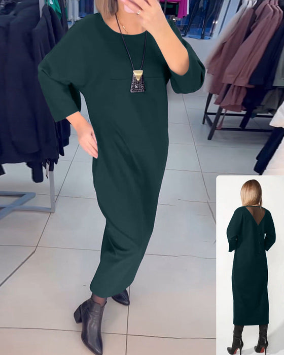 Casual long-sleeve pocket dress